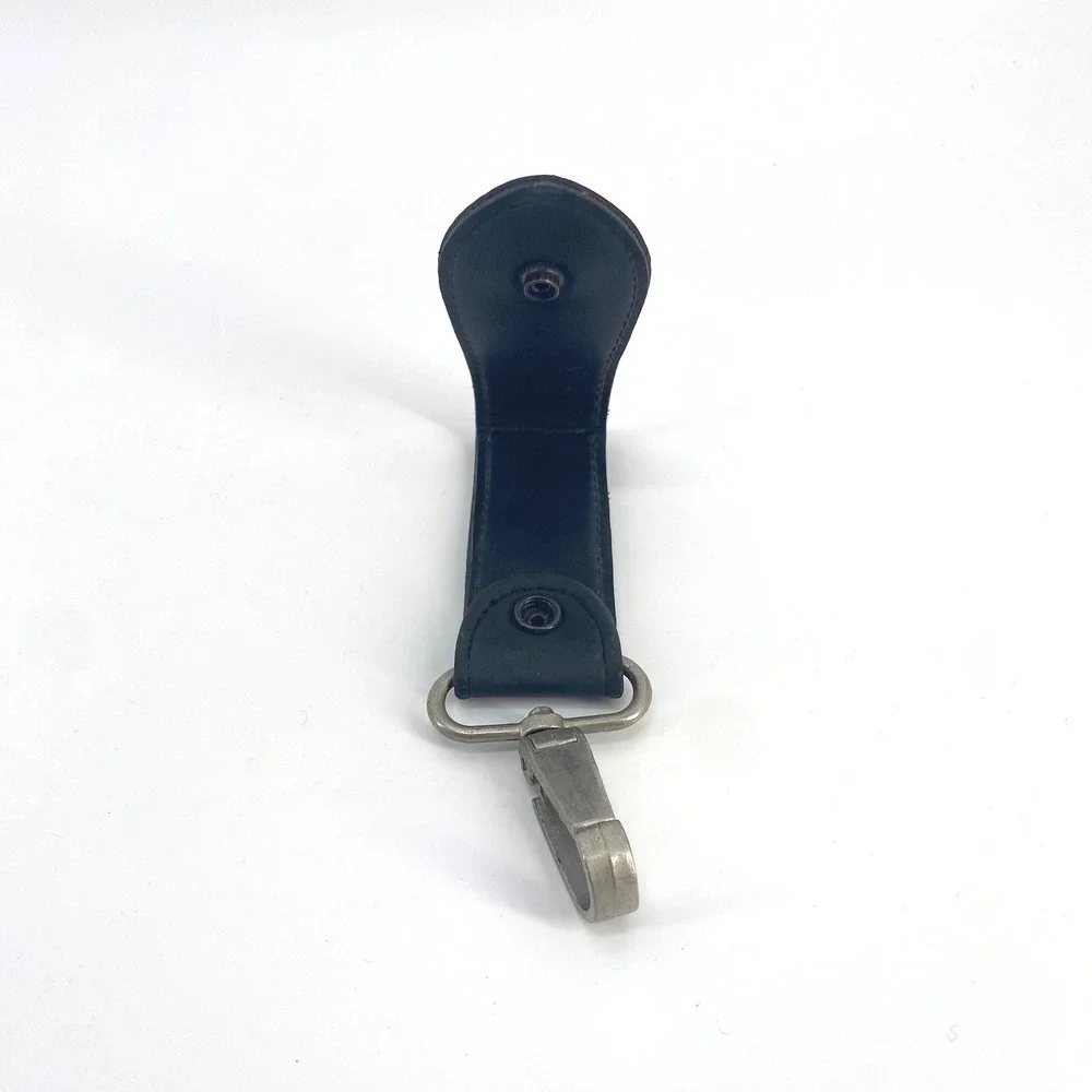 Vtg Hugo Boss Black Vegan Leather Key Fob Clip Keychain Holder Accessory Mens